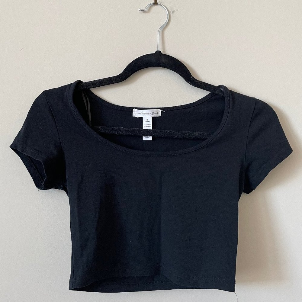 Ambiance Apparel Black Crop Tee